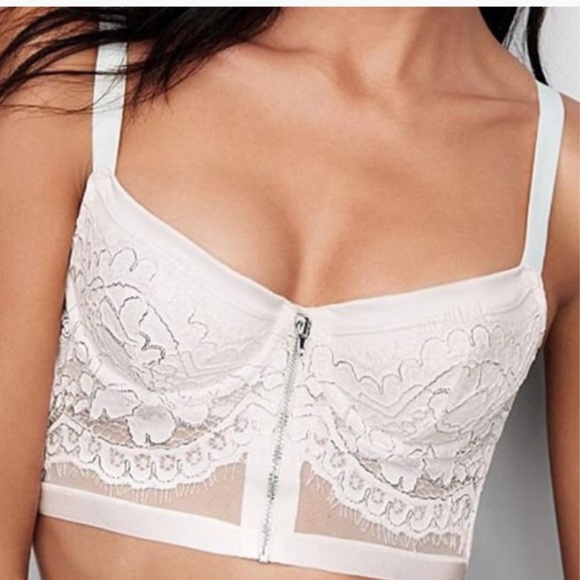 Victoria's Secret Other - Victoria's Secret Long Line Bra/Bustier White/silver detail